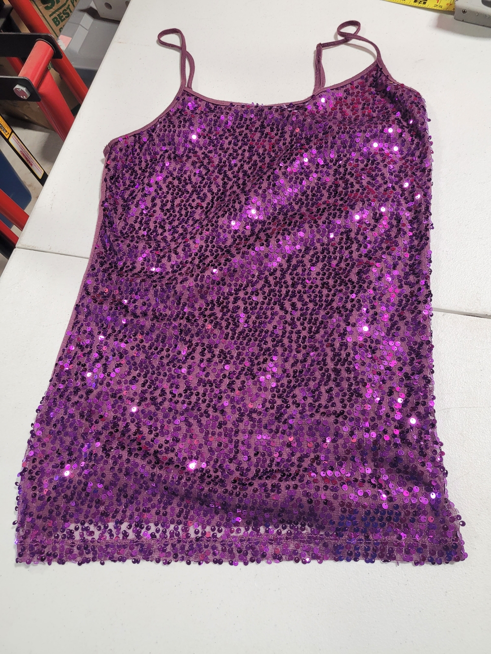 Weavers Purple Sequin Spaghetti Strap Top